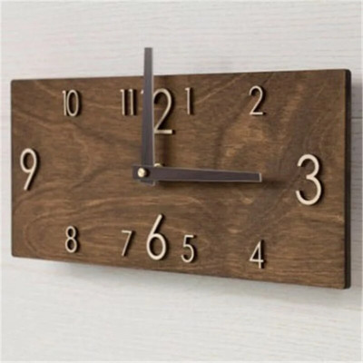 Ceas de perete din lemn, dreptunghiular, 3D, ceasuri mari suspendate, retro, creative, acasă, sufragerie, birou, ceas de perete, ceas cu quartz