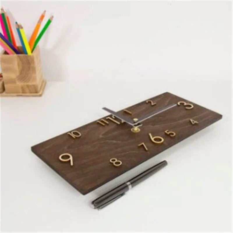 Puidust seinakell Ristkülikukujuline 3D suured rippuvad kellad Retro Loominguline Kodu Elutuba Kontori sisustus Seinakell Kvartskell