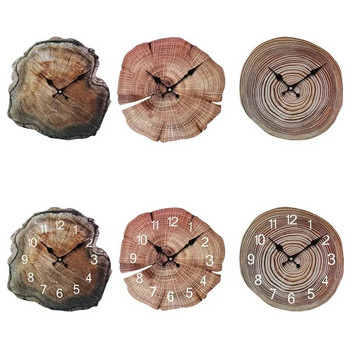 Ετήσιο δαχτυλίδι προσομοίωσης 12 ιντσών Ξύλινο ρολόι τοίχου Old Wood Grain Silent Clock Ρολόι Creative Home Σαλόνι Διακόσμηση γραφείου