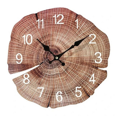 Ceas de perete din lemn cu inel anual de simulare de 12 inchi Ceas silențios din lemn vechi Ceas liniștit pentru casă creativă sufragerie pentru birou Decorație