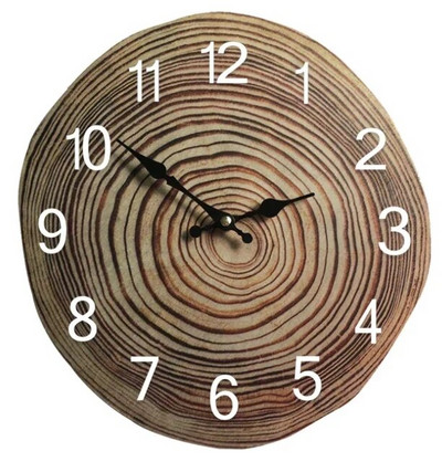 Ceas de perete din lemn cu inel anual de simulare de 12 inchi Ceas silențios din lemn vechi Ceas liniștit pentru casă creativă sufragerie pentru birou Decorație