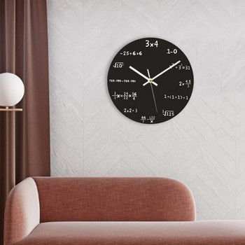 Нов креативен математически стенен часовник 30 см голям часовник с математически формули Висящ часовник Черен за дома, спалнята Декоративен орнамент