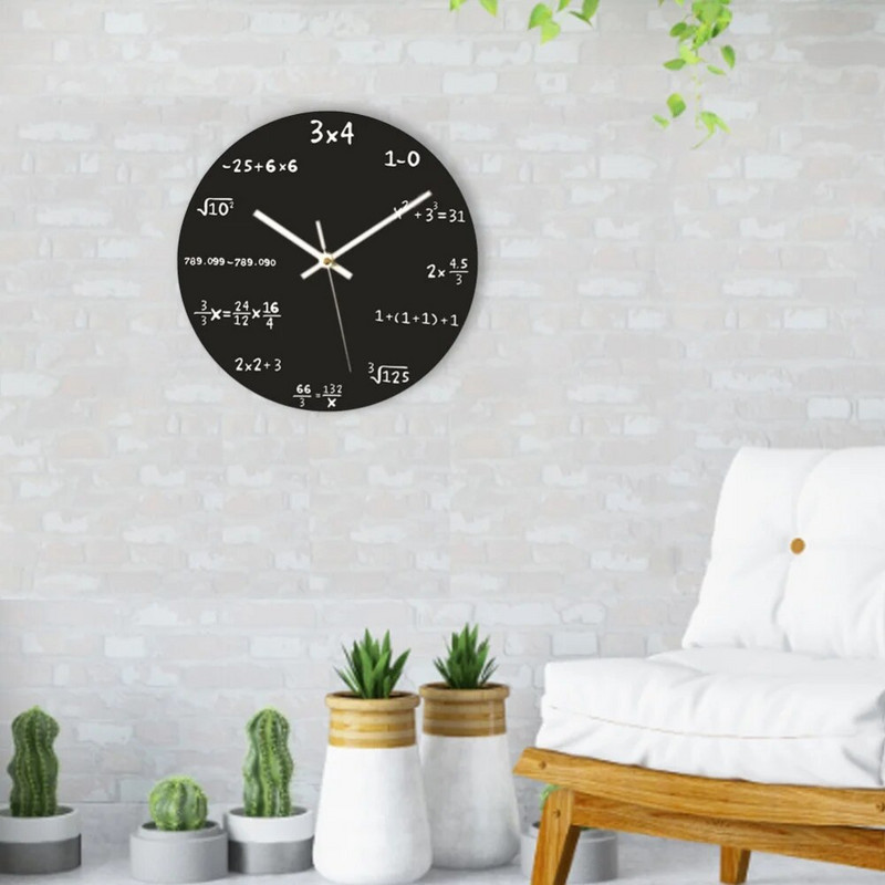Νέο δημιουργικό μαθηματικό ρολόι τοίχου 30cm Μεγάλο ρολόι μαθηματικών τύπων ρολόι κρεμαστό μαύρο για διακοσμητικό στολίδι κρεβατοκάμαρας σπιτιού
