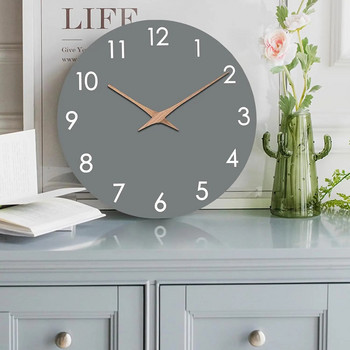 10-инчов кръгъл стенен часовник с дървесни зърна Тиха всекидневна Спалня Ретро стенен часовник Минималистичен креативен часовник за декорация на дома