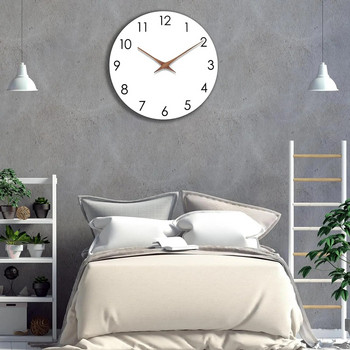 10-инчов кръгъл стенен часовник с дървесни зърна Тиха всекидневна Спалня Ретро стенен часовник Минималистичен креативен часовник за декорация на дома