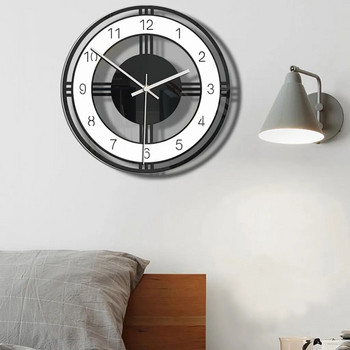 Акрилен часовник Стенен часовник в стила на домашната всекидневна Безшумен прозрачен лесен за четене цифри Висящ орнамент с висулка Reloj De Pared