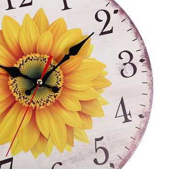 Ρολόι τοίχου Sunflower Διακοσμητικό Ρουστίκ Vintage Κρεμαστό Μεγάλο Στρογγυλό Επιτοίχιο Σαλόνι Υπνοδωμάτιο Διακοσμητικό Ρολόι