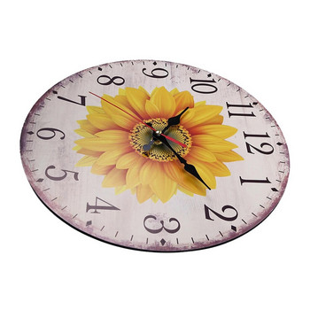 Ρολόι τοίχου Sunflower Διακοσμητικό Ρουστίκ Vintage Κρεμαστό Μεγάλο Στρογγυλό Επιτοίχιο Σαλόνι Υπνοδωμάτιο Διακοσμητικό Ρολόι