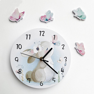 Funlife Fairy Tale Forest Ακουαρέλα Παιδικό Ρολόι τοίχου Cross Border New Cartoon Rabbit SWC014