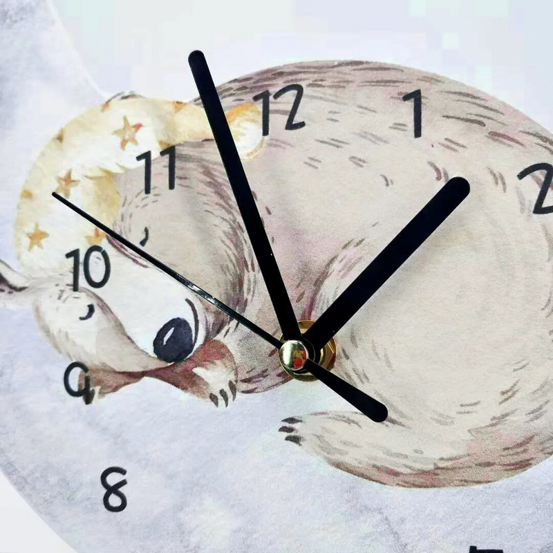 Funlife Fairy Tale Forest Ακουαρέλα Παιδικό Ρολόι τοίχου Cross Border New Cartoon Rabbit SWC014