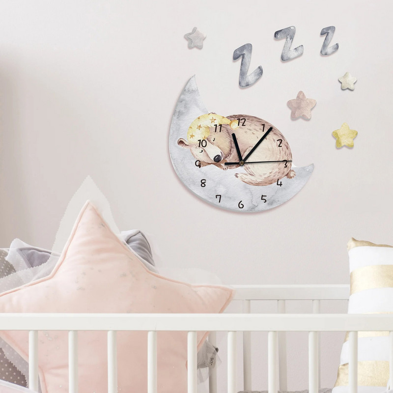 Funlife Fairy Tale Forest Ακουαρέλα Παιδικό Ρολόι τοίχου Cross Border New Cartoon Rabbit SWC014
