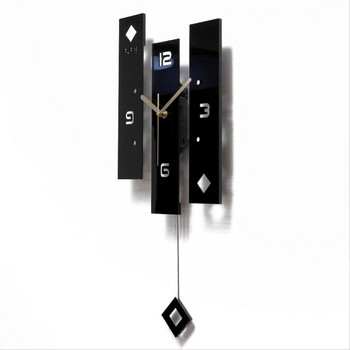 Μαύρο ακρυλικό Creative Swing Ρολόι τοίχου Σαλόνι Υπνοδωμάτιο Silent Home Fashion Ρολόι