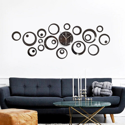 Oglindă Stereo Acrilic 3D Ceas de perete de dimensiuni mari Bubble Circle Mute Creativ Living Room Decorare dormitor Ceas Moda Distracție