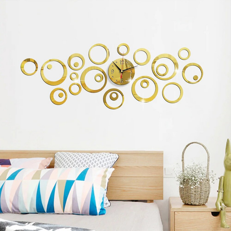 3D-stereoakrüülpeegel, suur seinakell mulliring Mute Loominguline elutuba Magamistoa kaunistus käekell Moe lõbus