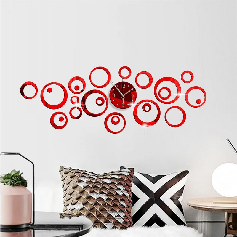 3D-stereoakrüülpeegel, suur seinakell mulliring Mute Loominguline elutuba Magamistoa kaunistus käekell Moe lõbus