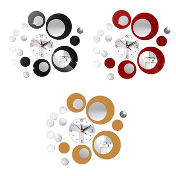 Ακρυλικό 3D στρογγυλό ρολόι τοίχου DIY Συνδυασμός ρολόγια καθρέφτη Μοντέρνο ρολόι για διακοσμήσεις σπιτιού σαλονιού κρεβατοκάμαρας κουζίνας