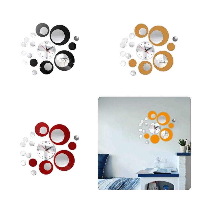 Akrüülist 3D ümmargune seinakell DIY kombineeritud peegelkellad Moodne käekell köögi magamistoale elutoa kodukaunistustele