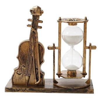 Пясъчен часовник, цигулка, скулптура, ретро пясъчен часовник, декоративен, изящен за централни елементи на маса, домашен офис, парти, подарък за рожден ден