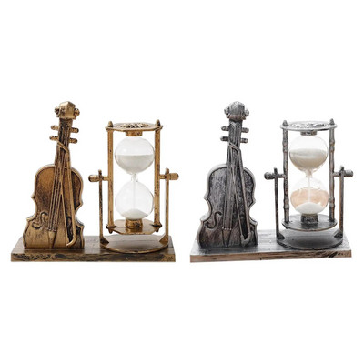 Пясъчен часовник, цигулка, скулптура, ретро пясъчен часовник, декоративен, изящен за централни елементи на маса, домашен офис, парти, подарък за рожден ден