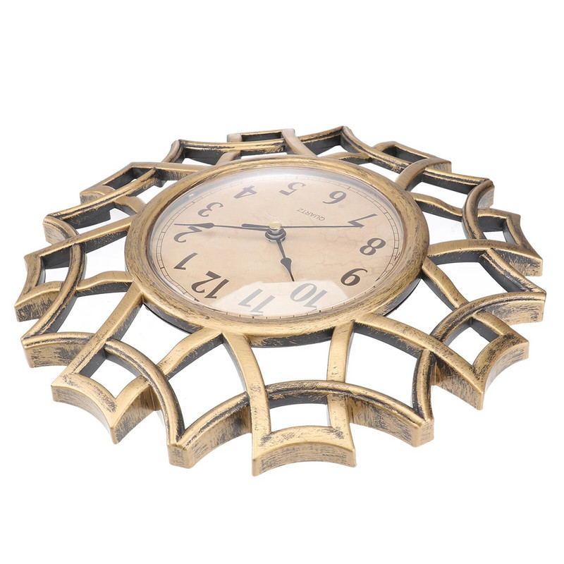 Tylus laikrodis Vintažinis apvalus dekoratyvinis sieninis laikrodis saulėje kabantis laikrodis sodybos sienų dekoravimas svetainės miegamojo laikrodžiams