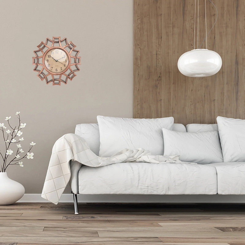 Tylus laikrodis Vintažinis apvalus dekoratyvinis sieninis laikrodis saulėje kabantis laikrodis sodybos sienų dekoravimas svetainės miegamojo laikrodžiams