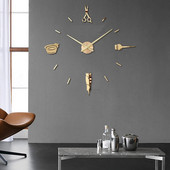Ceas de perete 3d luminos Ceasuri mari Design modern Ceas Luminova Autocolant Oglinda Coafor Coafor Coafura Frizer