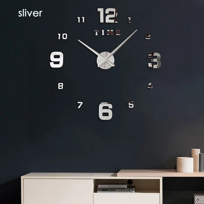 Ceas de perete 3d luminos Ceasuri mari Design modern Ceas Luminova Autocolant Oglinda Coafor Coafor Coafura Frizer