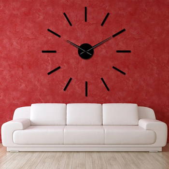 3D голям акрилен стенен часовник с огледален ефект Опростен дизайн Стенен арт Декоративен кварцов тихо почистване Модерен голям часовник Стрелки Стенен часовник