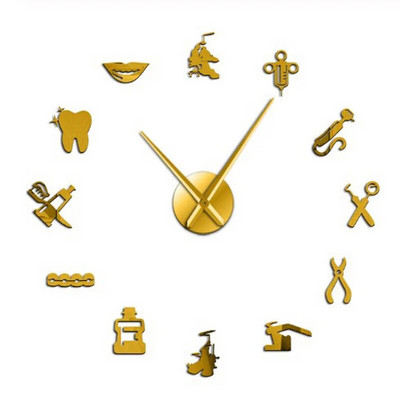 3D seinakella kleebis Hambaarstid Hambaarsti tööriistad Kliinik Stomatoloogiahaigla Ortodontia ruumi kujundus Raamita kell