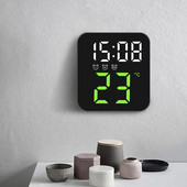 Ceas de perete digital cu LED, timp, temperatură, masă, ceas cu alarmă, luminozitate reglabilă, decor pentru birou, ceas electronic