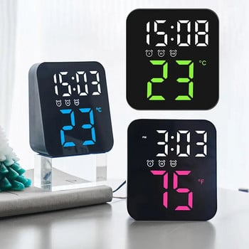 LED Ψηφιακό ρολόι τοίχου Ένδειξη ώρας θερμοκρασίας Επιτραπέζιο Ξυπνητήρι Ρυθμιζόμενη φωτεινότητα Διακόσμηση επιτραπέζιου σπιτιού Ηλεκτρονικό ρολόι