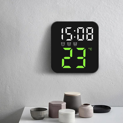 LED Ψηφιακό ρολόι τοίχου Ένδειξη ώρας θερμοκρασίας Επιτραπέζιο Ξυπνητήρι Ρυθμιζόμενη φωτεινότητα Διακόσμηση επιτραπέζιου σπιτιού Ηλεκτρονικό ρολόι