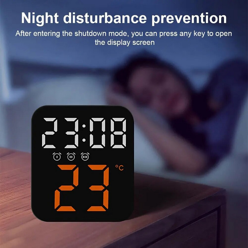 LED skaitmeninis sieninis laikrodis laiko temperatūros ekranas stalo žadintuvas Reguliuojamas ryškumas namų darbalaukio dekoras elektroninis laikrodis