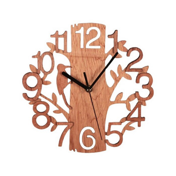 Q9QF Ξύλινο ρολόι τοίχου σε σχήμα δέντρου Κρεμαστά DIY στρογγυλά ρολόγια που λειτουργούν με μπαταρία για προμήθειες διακόσμησης σπιτιού σαλονιού γραφείου