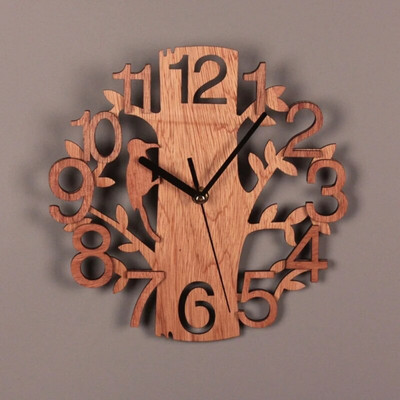 Q9QF Дървен стенен часовник във формата на дърво, висящ Направи си сам, кръгли часовници, работещи на батерии за офис, хол, консумативи за декорация на дома