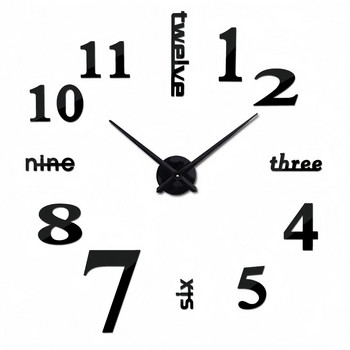 Огромен стенен часовник 3D Направи си сам кварцови часовници без рамки Mute Horloge Стенни часовници с модерен дизайн Стикери Художествени стикери Висящи за декор