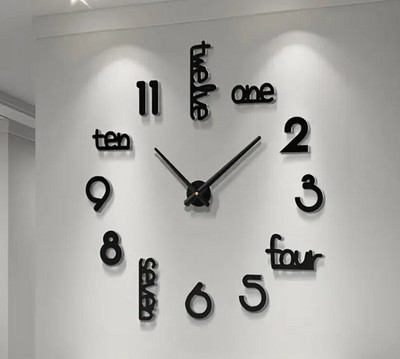 Preveliki zidni sat 3D DIY kvarcni satovi bez okvira Mute Horloge Moderni dizajn Zidni satovi Naljepnice Umjetničke naljepnice viseće za dekor