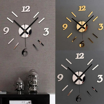 Направи си сам 3D акрилно огледало Стенен часовник Творчески стикери за стена Европа Кварцов часовник за всекидневна Декорация на дома Високо качество