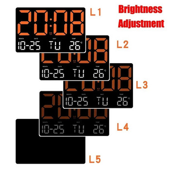 Μεγάλη οθόνη LED Ψηφιακό ρολόι Ημερομηνία Ώρα Θερμοκρασίας Εμφάνιση Κρεμαστό Ρολόι τοίχου Επιτραπέζιο Ηλεκτρονικό Ξυπνητήρι