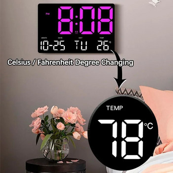 Голям екран LED Цифров часовник Дата Час Дисплей за температура Висящ стенен часовник Настолен нощно шкафче Електронен будилник