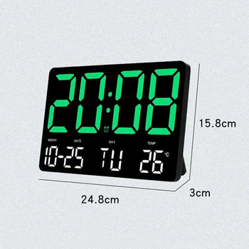 Голям екран LED Цифров часовник Дата Час Дисплей за температура Висящ стенен часовник Настолен нощно шкафче Електронен будилник