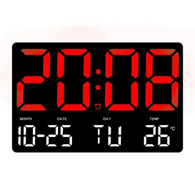 Ecran mare Ceas digital LED Data Ora Afișaj temperatură Ceas de perete suspendat Ceas cu alarmă electronic de pe noptieră