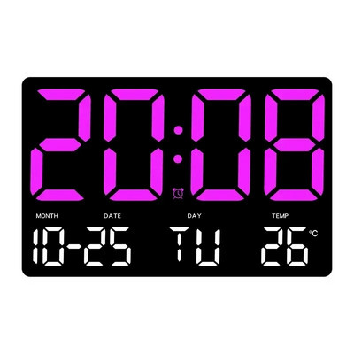 Ecran mare Ceas digital LED Data Ora Afișaj temperatură Ceas de perete suspendat Ceas cu alarmă electronic de pe noptieră