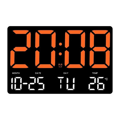 Ecran mare Ceas digital LED Data Ora Afișaj temperatură Ceas de perete suspendat Ceas cu alarmă electronic de pe noptieră