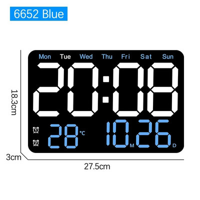 Ecran mare Ceas digital LED Data Ora Afișaj temperatură Ceas de perete suspendat Ceas cu alarmă electronic de pe noptieră