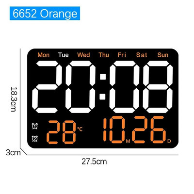 Ecran mare Ceas digital LED Data Ora Afișaj temperatură Ceas de perete suspendat Ceas cu alarmă electronic de pe noptieră
