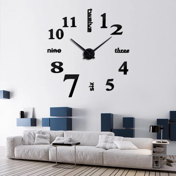 νέα μόδα diy ακρυλικός καθρέφτης ρολόι τοίχου Ευρώπη 3d μεγάλο ρολόι χαλαζία νεκρή φύση ρολόγια σαλονιού διακόσμηση σπιτιού αυτοκόλλητα
