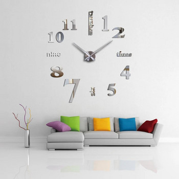 нова мода Направи си сам акрилно огледало стенен часовник Европа 3D голям кварцов часовник часовници с натюрморт стикери за декорация на дома в хола