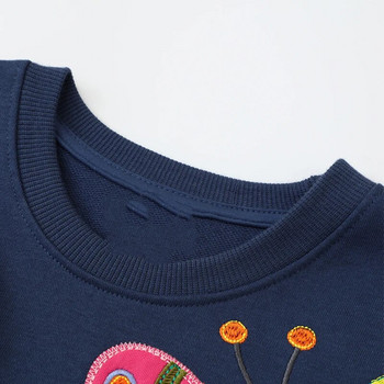 Суичъри за момичета Little maven 2023 Нови апликации с пеперуди от памук Бебешки дрехи за момичета с О-образно деколте Есенно детско облекло