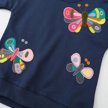 Little maven Κορίτσια Φούτερ 2023 Νέα Απλικέ Animal Butterfly Cotton Baby Girls O Neck Clothes Φθινοπωρινά παιδικά ρούχα